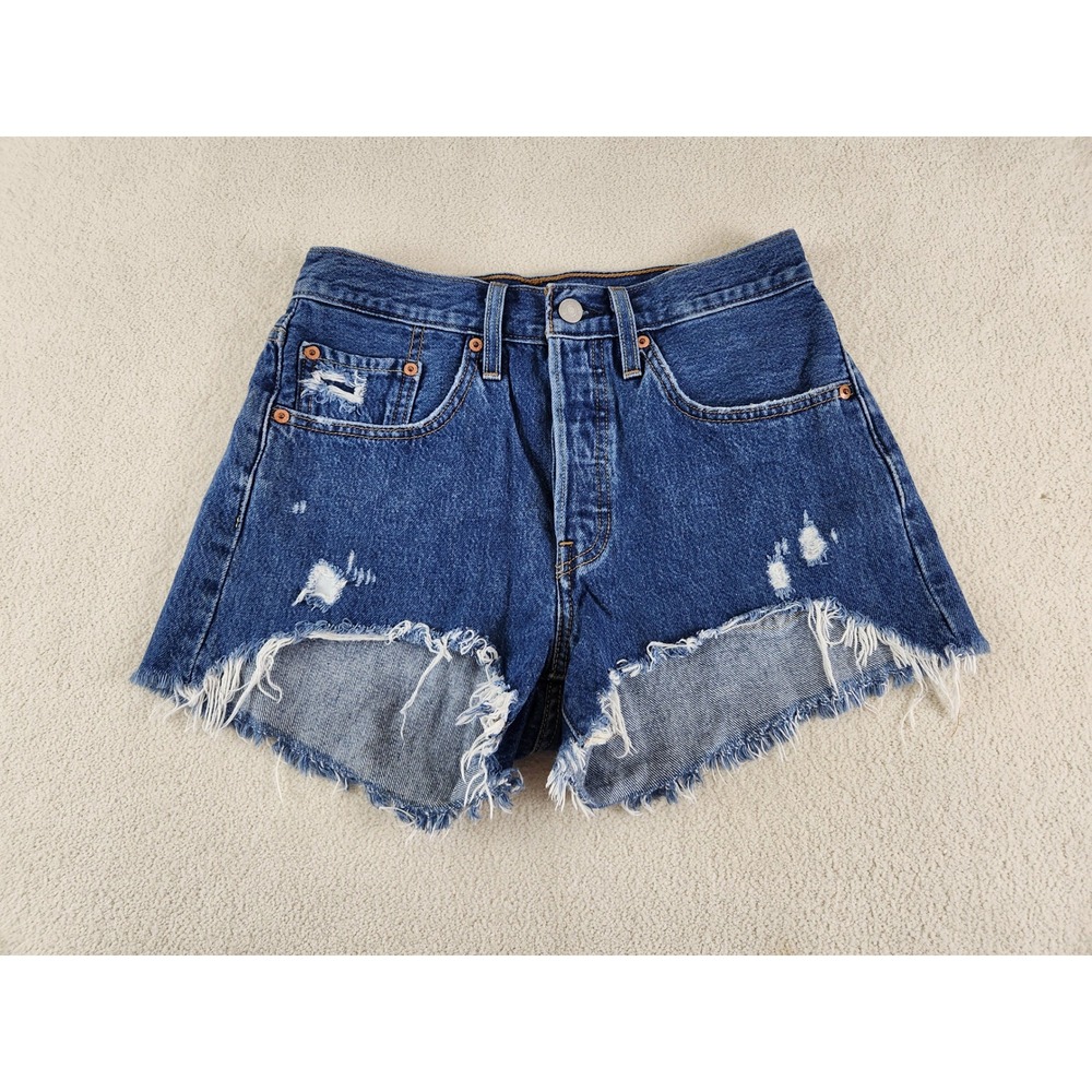 Levis 501 Buttonfly Cutoff Shorts Tag Size 26 Distressed Jorts Booty